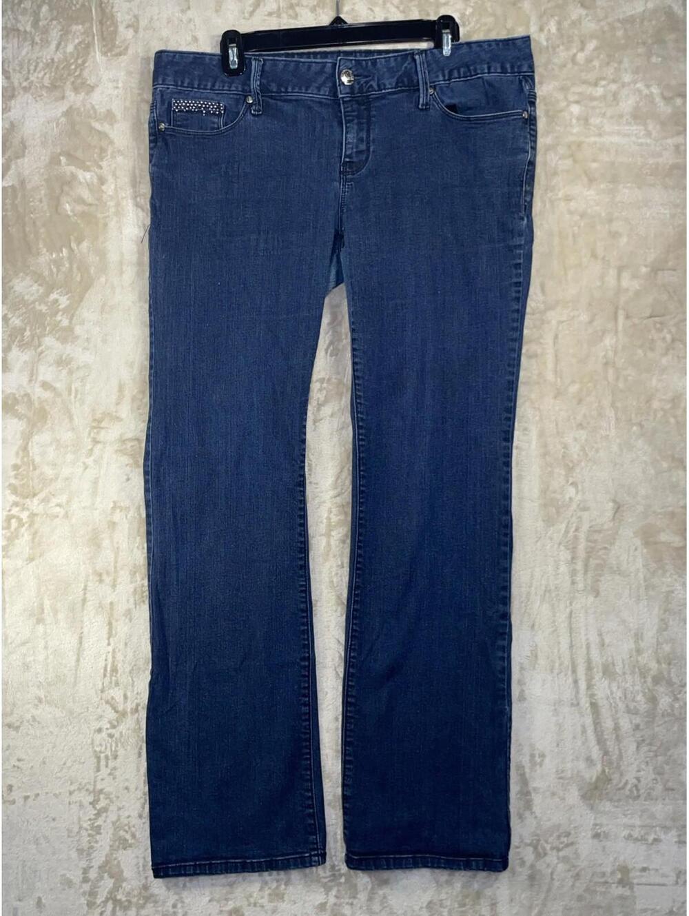VTG Guess Black Sarah Fit Mid-Rise Boot Gem Pocket Size 34 - Women’s Blue Jeans